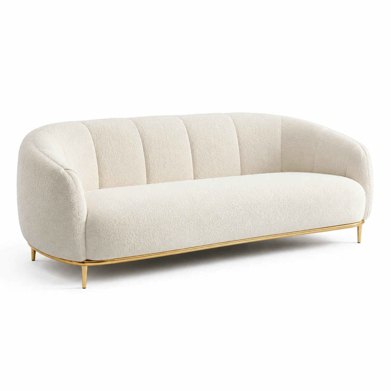 3-Sitzer Sofa Creme Bouclé Metallrahmen 200cm