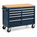 Stahl Werkzeugwagen mit Massivholzplatte Blau 120x60x95cm