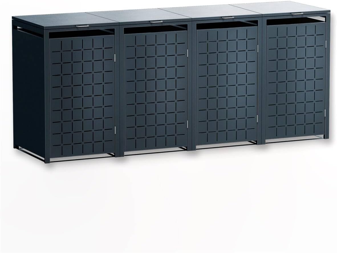 Metzler Mülltonnenbox 4er 240 l Anthrazit mit Quadratmuster, OUTDOOR, 60 l, 4 M
