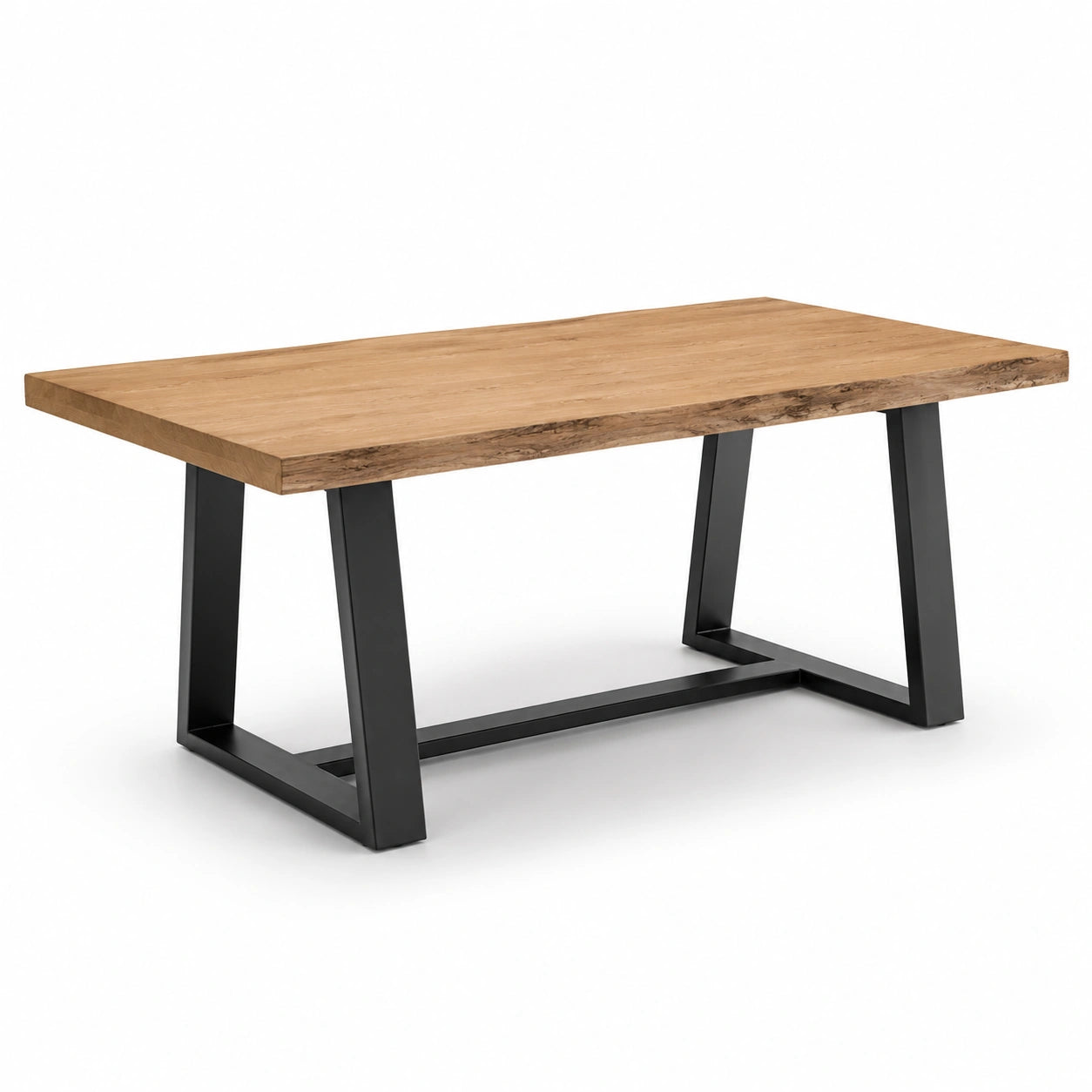 Rechteckiger Esstisch aus Eichenholz und Metall 180 x 90 x 75 cm