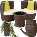 Tectake Rattan Set 2 Personen, Tisch, Bistrotisch, Outdoor, Aluminium