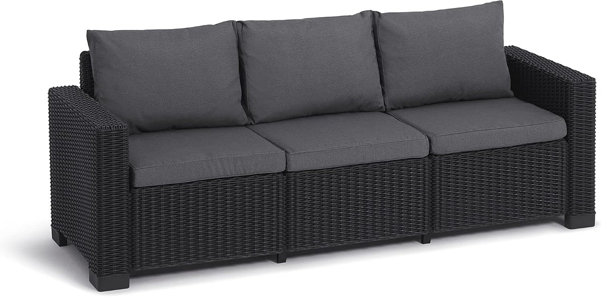 Allibert Amazon California 3-Sitzer anthrazit, Sessel, Sofa, Garten, 43,5 cm, 110 kg, 199 cm, 27,4 kg, 52 cm, 30 °C, Kunststoff, Grau