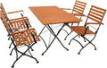DEGAMO Garten Sitzgruppe Klappgarnitur HOFGARTEN 5-teilig (4X Armlehnensessel, Tisch, Klappsessel, 120 cm, 70 cm, Schwarz