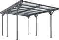 Juskys Carport mit Flachdach 5 × 3 m - Überdachung aus Aluminium mit Doppelstegplatten, Fahrrad, 110 kg, 100 km/h, 230 cm, 217 cm, 206 cm, Grau