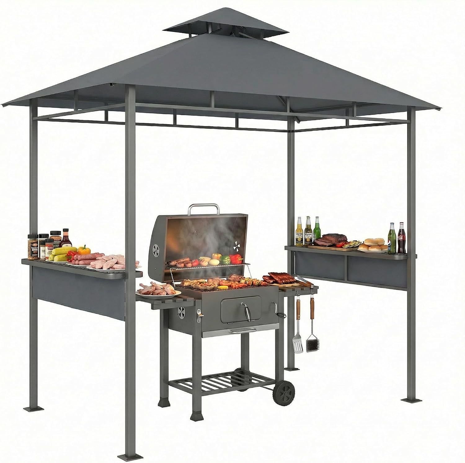 Outsunny Grillpavillon 2,4 × 1,4 m, 245 l, 206 l, 190 cm, 10 kg