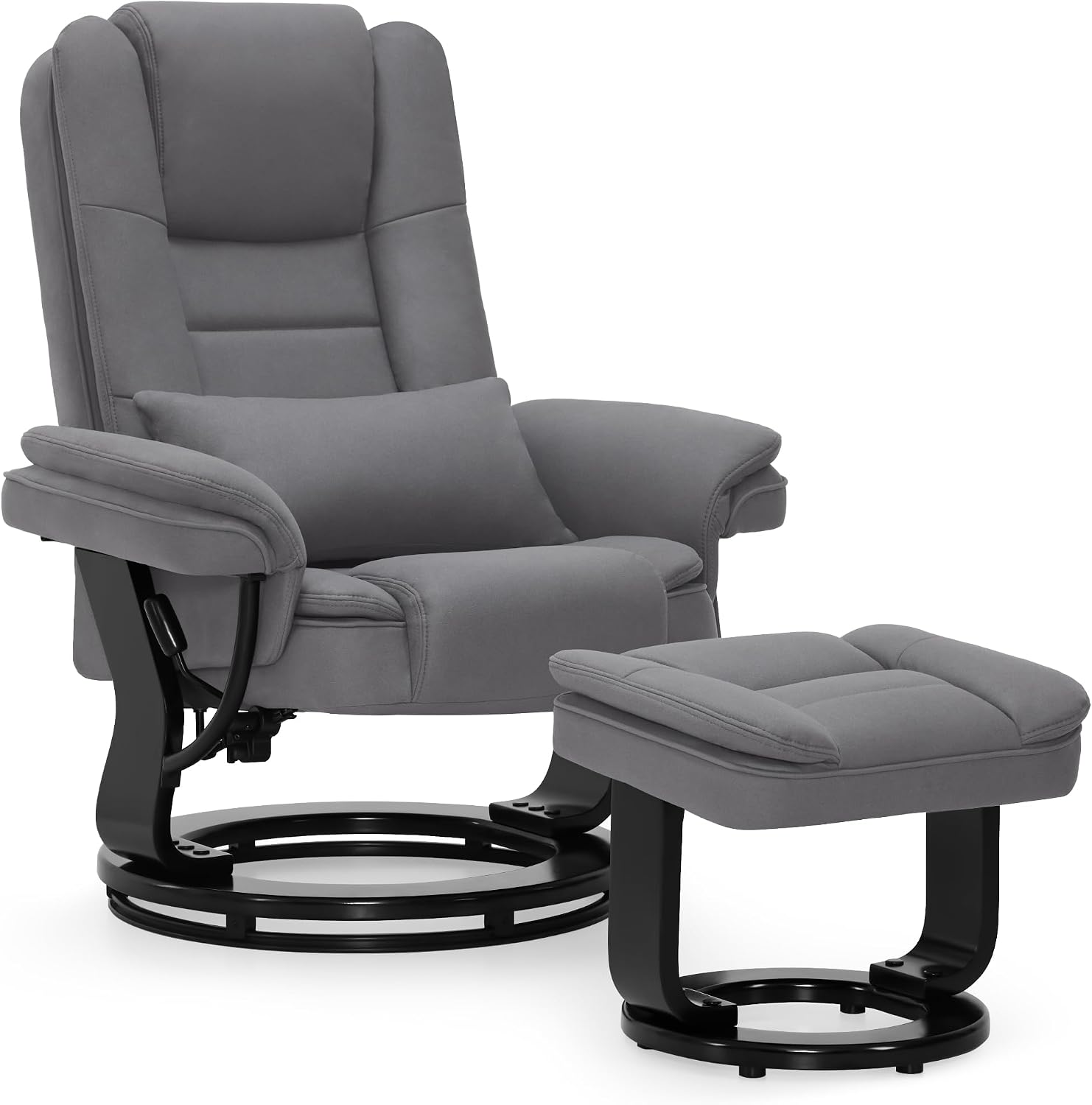 M MCombo Relaxsessel mit Liegefunktion, Lesesessel, Fernsehsessel, 141 cm, 82,5 cm, 106 cm, 120 kg, Grau
