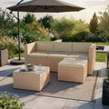Juskys Polyrattan Lounge Punta Cana M für 3-4 Personen mit 3er Sofa, Beistelltisch, Sessel, Garten, 5 cm, 37 cm, 5 mm