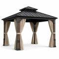 Metall Pavillon mit Stahl- und Holzrahmen 400x300x300 cm Beige