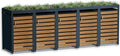 Metzler Mülltonnenbox 5er 240 l in Anthrazit & Holzoptik mit Pflanzdach & Sichtstreifen, 332,2 cm
