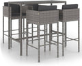 VidaXL Gartenbar Set 5-TLG. mit Kissen Theke Bar Tresen Gartentheke Bartisch, Stuhl, Stehtisch, Innenbereich, 110 cm, 100 cm, 76 cm, Grau