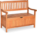 GIANTEX Gartenbank Holz mit Stauraum, 90 cm, Massivholz