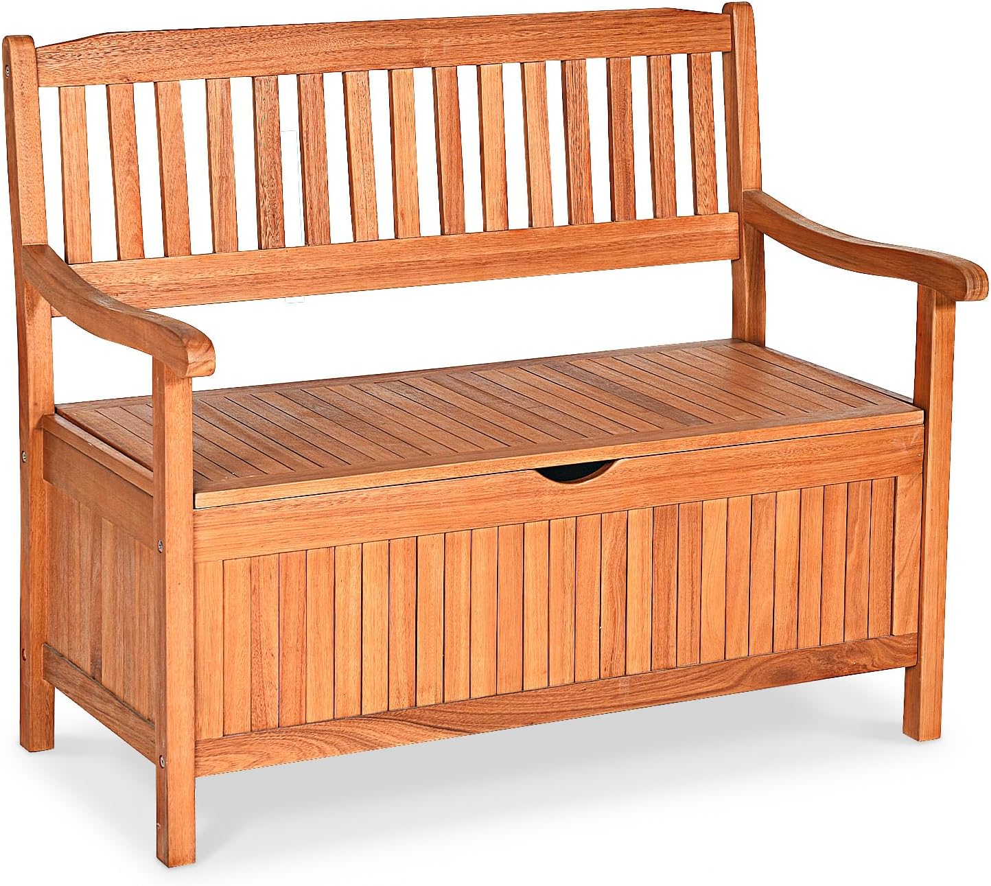 GIANTEX Gartenbank Holz mit Stauraum, 90 cm, Massivholz