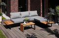Primaster Gartenmöbel Set Vulcano 4 Personen Holz Alu Ecksofa, Tisch, 44 cm, 12 cm, 65 cm, 220 kg, 30 °C, Aluminium, Schwarz