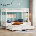 Bett Etagen für 3 Kinder Jovify, 90 × 200 cm Dreifachbett Funktionsbett Stockbett Jugendhochbett, Ohne Matratze, Weiß