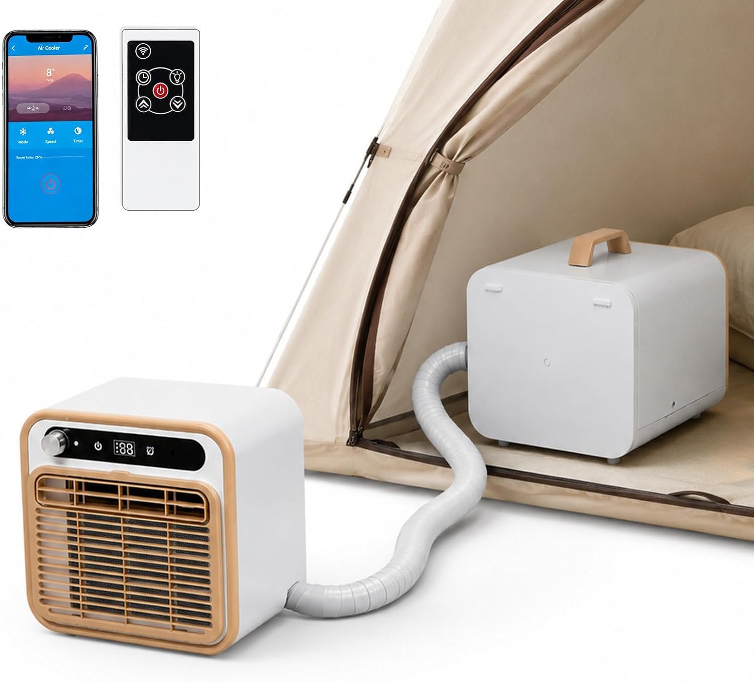 agreilduite Outdoor Split-Klimaanlage Mobile Klimaanlage, Camper & Wohnwagen 1m-Pipe, mindestens 3500 W erforderlich, Fernbedienung, App-Steuerung
