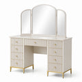 Frisiertisch mit Holz- und Metallstruktur, Beige