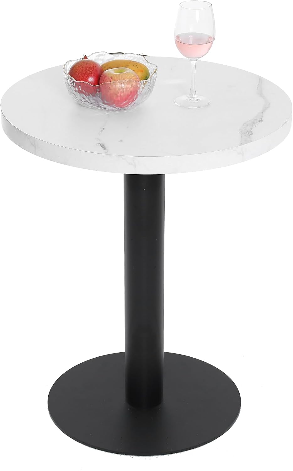 Mingone Esstisch Klein Rund Küchentisch 60 cm Esszimmertisch mit Marmor Tischplatte, Balkontisch, Wohnzimmertisch, 75 cm, 42 cm, 17.5 kg, 100 kg