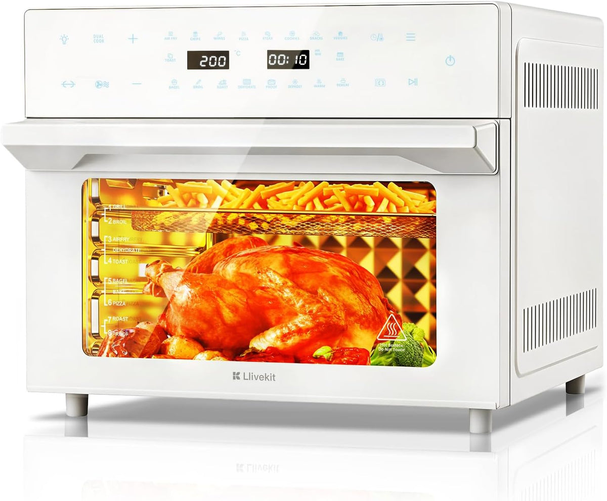 LLIVEKIT 30 l Heißluftfritteuse XXL, Automatisch, Minibackofen, 20 Minuten, 80–230 °C, Edelstahl