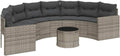VidaXL Gartensofa mit Tisch und Kissen Halbrund Grau Poly Rattan, Gartensessel, Terrassensofa, 110 kg