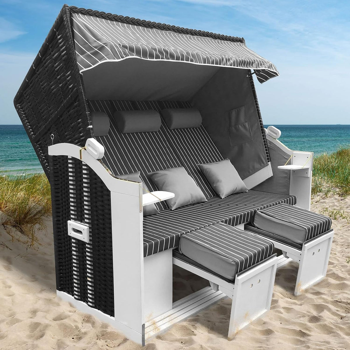 BRAST Strandkorb Usedom 3-Sitzer XXL für 2-3 Personen, Garten, 165 cm, 300 kg, 12 cm, 44 cm, 260 g, 47 kg