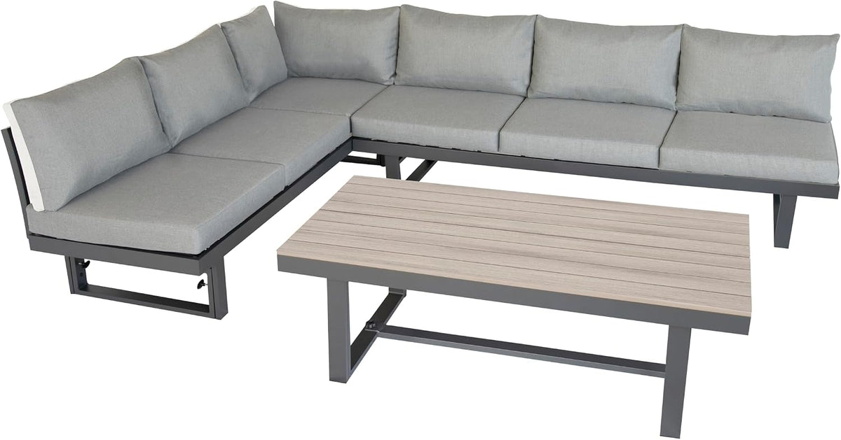 Green Spirit - Gartenlounge-Set Piazza - Grau, Tisch, Esstisch, 77 cm, Aluminium, Schwarz