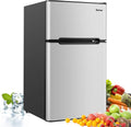 FANTASK 90 l Gefrierschrank mit 27 l Gefrierfach, Kühlschrank, Standkühlschrank, 15 °C, 63 l, 45 dB, 65 W, Thermostat, Edelstahl