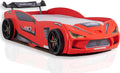 Bett Auto Kinder Kinderbett Rio 90 × 200 Rennwagenbett inkl Aileenstore, Rot ohne Sportsitze, Beleuchtung, Rot/Schwarz