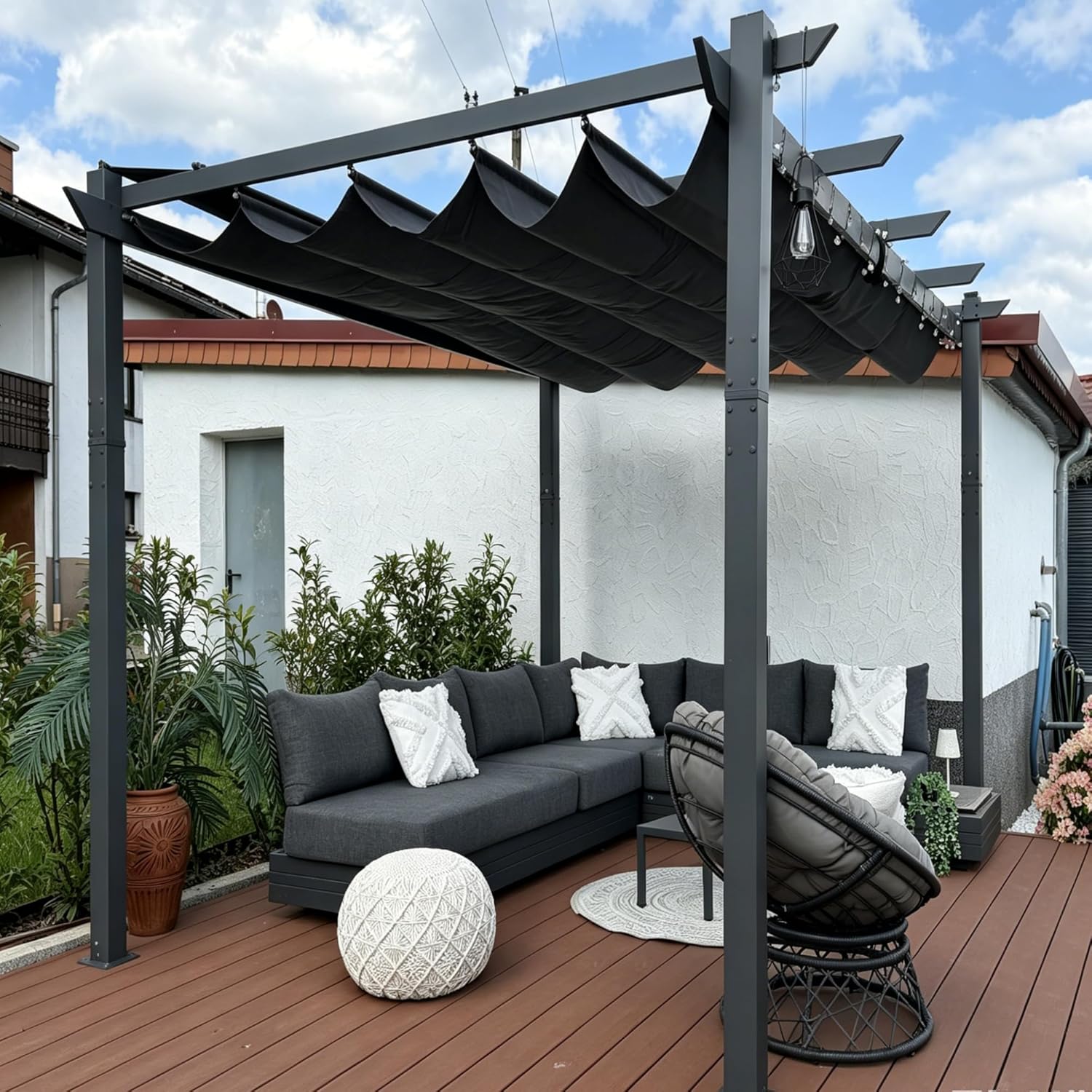 PURPLE LEAF Garten Pergola 3 × 4 m, Gartenpavillon, Alu-Pavillon, 9 cm, 230 g, Aluminium