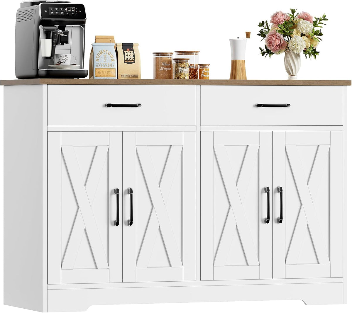 HOCSOK Sideboard, Buffetschrank, Küchenschrank, 120 cm, Schwarz