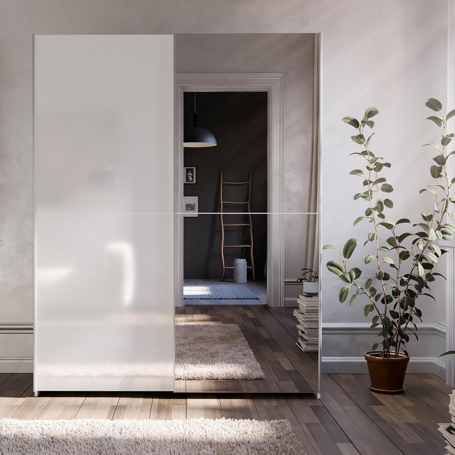 Forte Schach & MATT Kleiderschrank 150, Spiegelschrank, Schlafzimmer