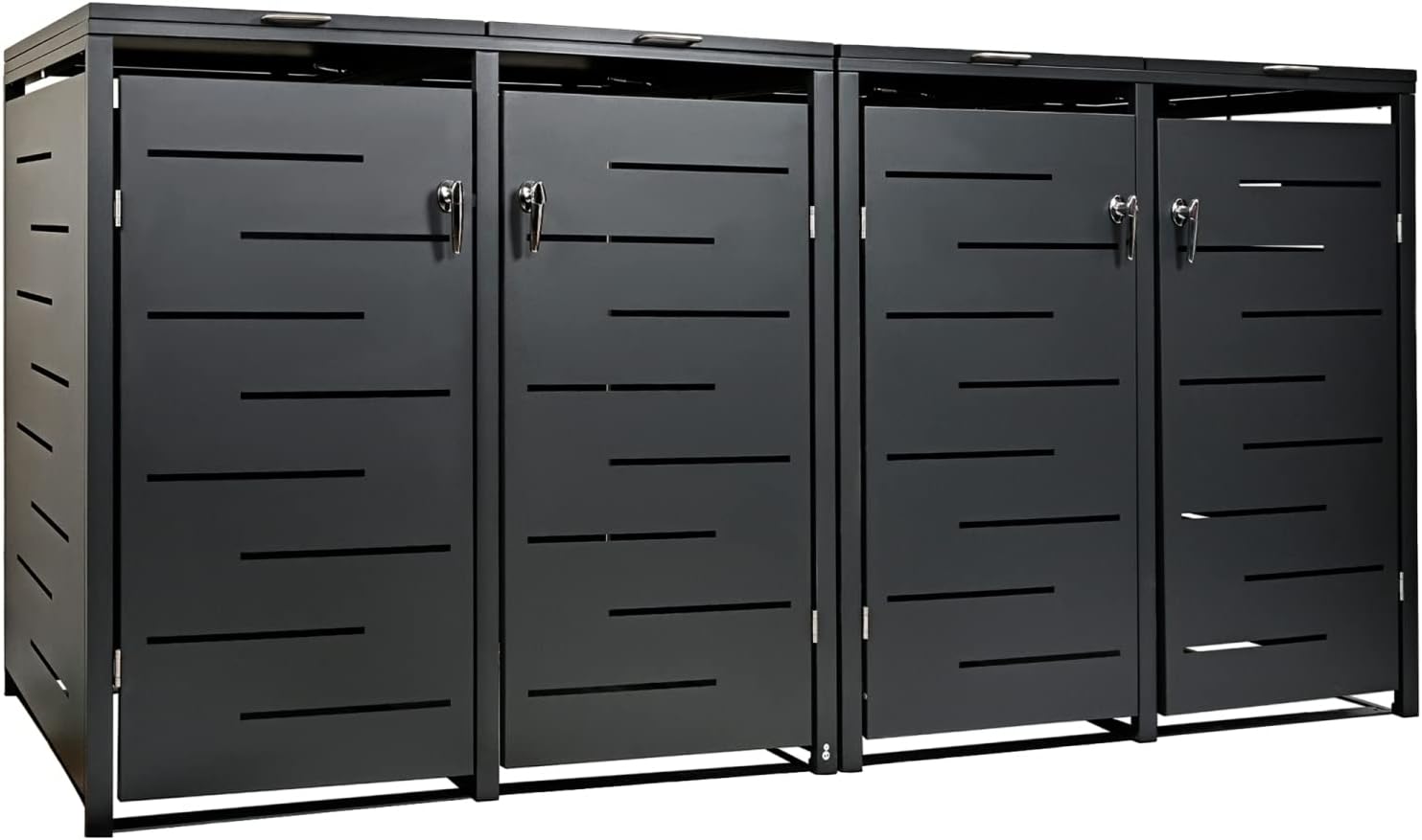 STILISTA Mülltonnenverkleidung aus Metall, 116 cm, 101 cm, 62 cm, 86 kg, Silber
