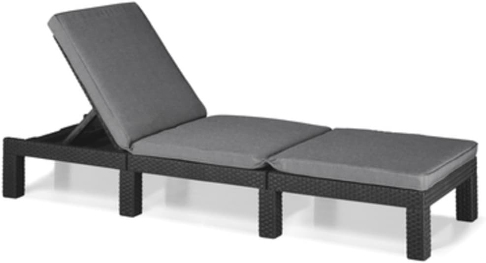 Allibert by Keter Daytona Deluxe Sonnenliege für Garten, 25,5 cm, 11 kg, 110 kg, Kunststoff, Grau
