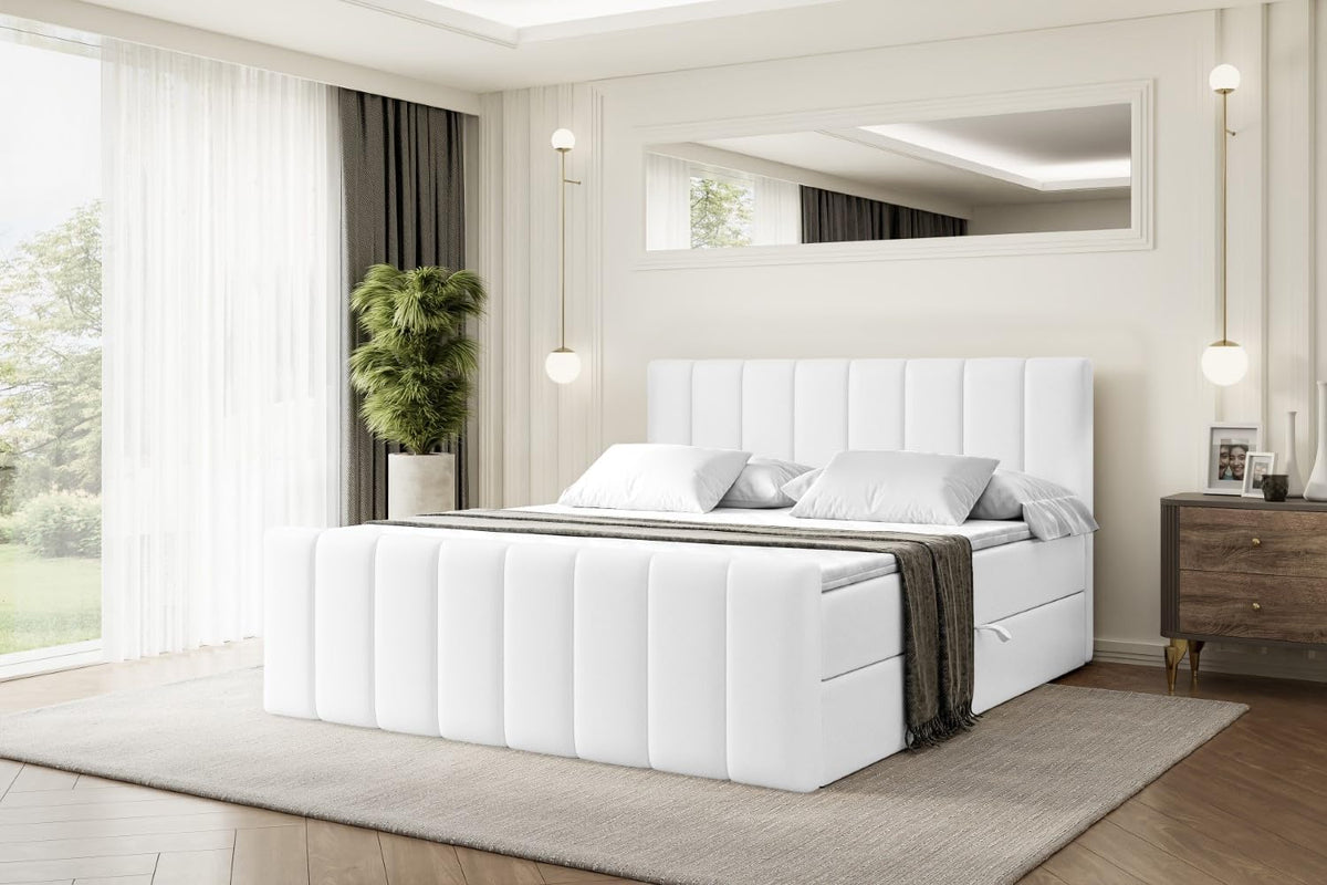 ALTDECOR Boxspringbett mit Matratze und Lattenrost, Multipocket-Matratze, Waschmaschine, Schlafzimmer, 4 cm, 390 g, Kunststoff