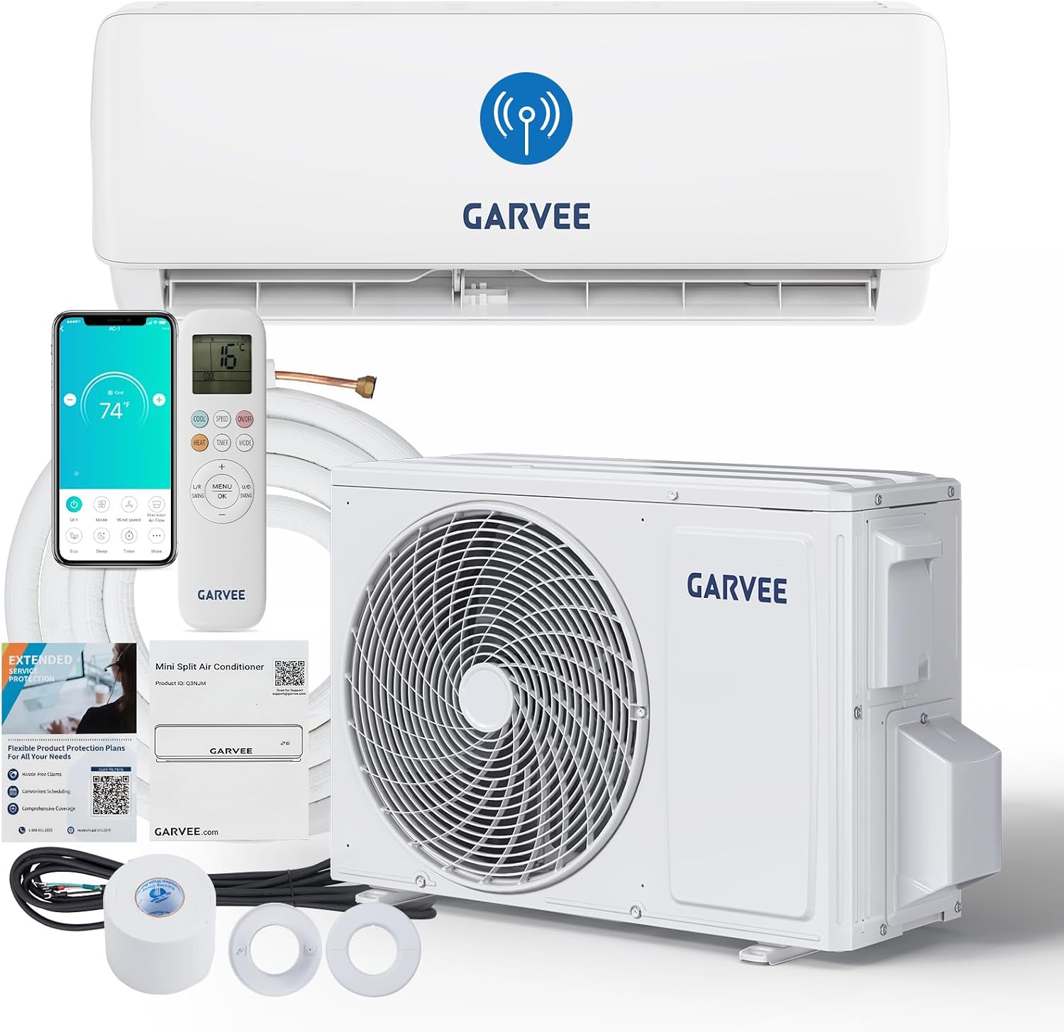 RBFGYIOP Split Klimaanlage, 24h-Timer, vorgefüllt mit R32, bis 35m2, 9000 btu, 2, 7 kw, Inverter Klimagerät Split mit Heizfunktion, Fernbedienung