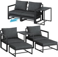 STEELSØN Asteri Sitzgruppe 5-teilig Gartenmöbel-Set, Gartenmöbel Set mit 2 Sessel, 2 Hocker, 1 Tisch, wetterfest, Terrassenlounge für 2-4 Personen