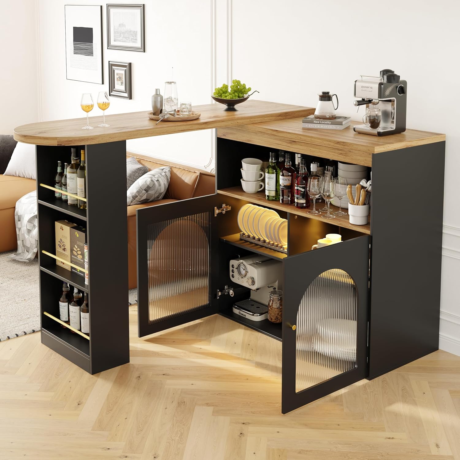SogesHome Bartisch, Beistelltisch, Ästhetisch, 1m, LED