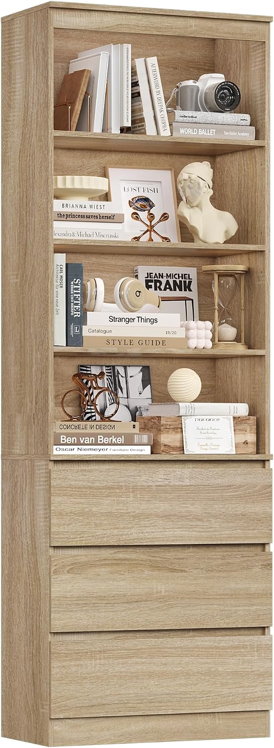 FirFurd 202 cm Bücherregal Bücherschrank, Büroschrank, Aktenschrank, 35 cm, 6 cm, 20 kg, 15 kg