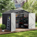 UDPATIO Metall Gartenhaus mit 7 m3, Rasenmäher, Outdoor-Stuhl, 193 cm