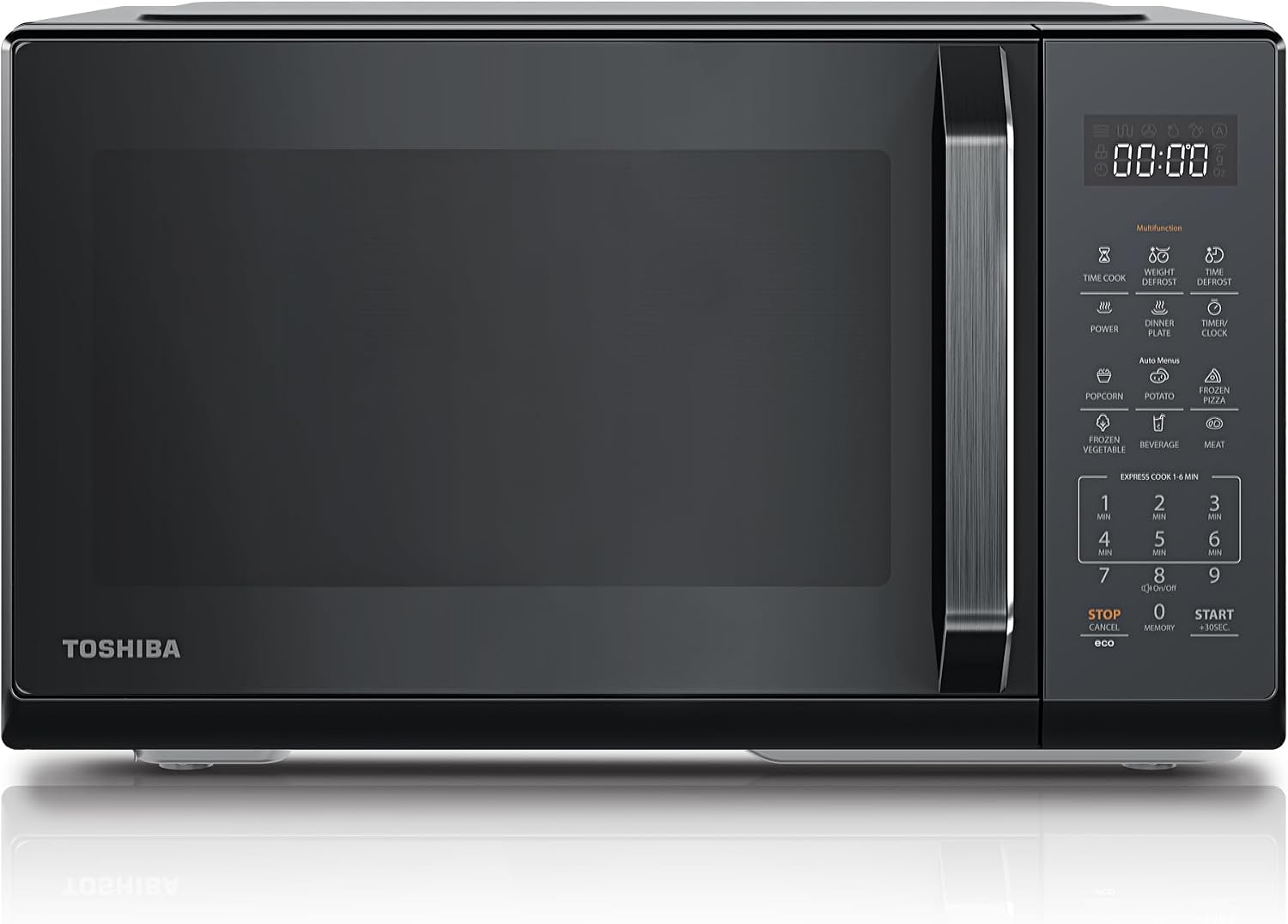 TOSHIBA Mikrowelle in Spiegel-Schwarz, Solo-Mikrowelle, 23 l, 800 W, 100 Minuten, LED