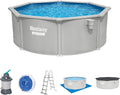 Bestway Hydrium Stahlwandpool Komplett-Set rund 366 × 122 cm Granitgrau Gartenpool, 3.596 l, 85 W, 250 g