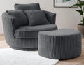 Relaxsessel Sessel grau Cord Stoff Furn.Design, 120/86/120 cm, Belastbarkeit pro Sitzplatz 100 kg, Sitzbreite ca, Hocker, max