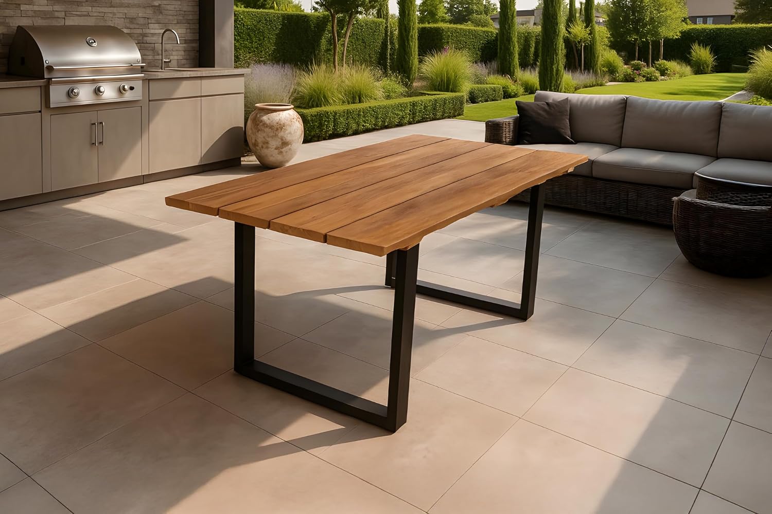 SAM Gartentisch Bogota, Outdoor-Esstisch, Holztisch, 35 mm, 90 cm, Schwarz