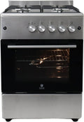 Gasline Gasherd SHGG6060FGIX Edehlstahl 60 cm Gasbackofen mit Thermostat und Umluft, Grill, Schwarz