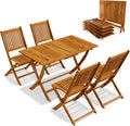 Casaria Gartenmöbel Set Wetterfest Klappbar Akazie 5-TLG. FSC-Zertifiziert Holz 160 kg, Tisch, 80 kg, 45 cm, Massivholz