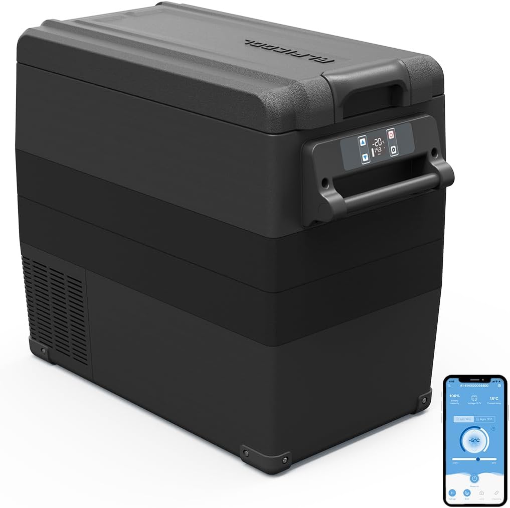 Alpicool NCF55 50 l Kompressor Kühlbox 12 V tragbarer Mini-Kühlschrank, Auto-Kühlschrank, Automatisch, Camping, 15 Minuten, 25 °C, 0 °C