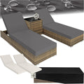 Tectake 2er Garten Lounge Sonnenliegen Set mit Tisch, Beistelltisch, Liegestuhl, Terrasse, 150 kg, Aluminium