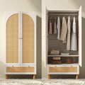 Gelukueub Kleiderschrank Garderobenschrank mit 2 Türen & Rattan, 180 × 85 × 52 cm (H/B/T), Produktbeschreibungen AB20107980 W Maße, 77 × 34 × 11