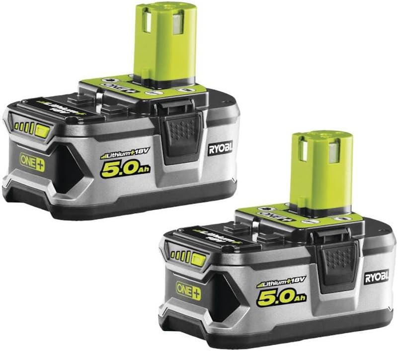 Ryobi 18 V ONE+ Elektrowerkzeug-Akku-Set mit 2 × 5,0 Ah Lithium+ Akkus RB18LL50F12, Ohne Akku
