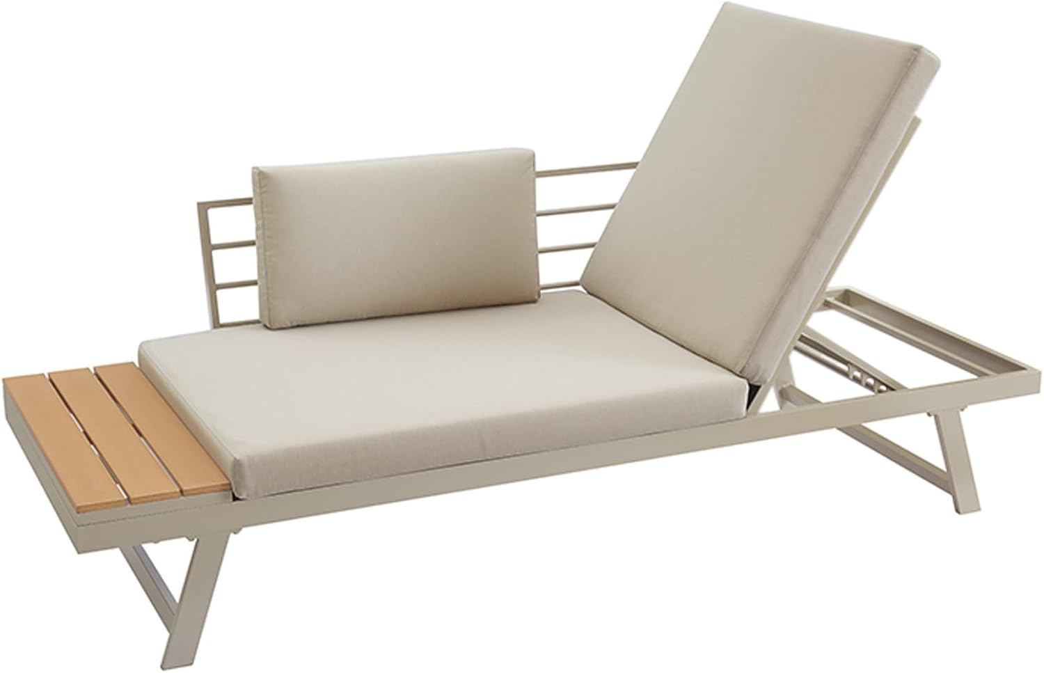 Riess Ambiente Verstellbare Gartenlounge MODULAR Miami - 230 cm - Champagner Greige, Ablagetisch, Gartensofa, 228 cm, 80 - 110 cm, 90 cm, Aluminium