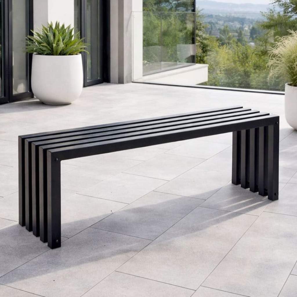 DanDiBo Gartenbank Wetterfest Metall Outdoor Schwarz 96245 Ida 120 cm Sitzbank Garten, 300 kg, 40 mm, 117 cm